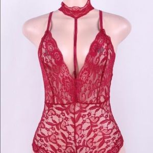 Red lace bodysuit